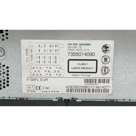 Radio (Codice di Sblocco Non Fornito) per FIAT Punto Evo 1.4 GPL BER. 5P/B-G/1368CC 7355014090