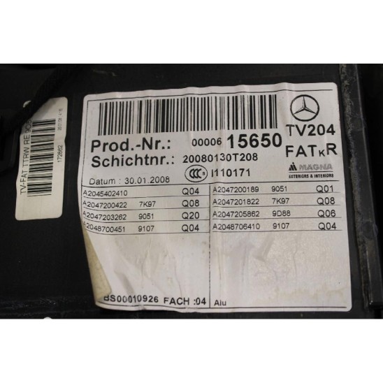 rivestimento della porta anteriore destra per MERCEDES Clase C (w204) 2.2 (220) CDI (125kw) SW 5p/d/2143cc 17,01,08,30118,war,IntierNr,00172897,TVBR204,FAT,MF,Kunstl,RE,Schwarz,Fertigungstag,EGA,16012008,ndSt,000207Q8,0567898,FA,41000052AB002,Teilenr,TVIN,BR204,VR,KL,schw,260108,416,TV204,00006,15650,ProdNr,FATKR,172862,Schichtnr,20080130T208,MAGNA,I110171,EXTERIORS,INTERIORS,Datum,30012008,A2047200189,9051,TVFAT,TTRW,905,Q01,Q04,A2045402410,A2047201822,A2047200422,Q08,7K97,A2047203262,A2047205862,Q20,9D88,Q06,42048700451,A2048706410,9107,BS00010926,FACH,04,Alu rivestimento della porta anteriore destra per MERCEDES Clase C (w204) 2.2 (220) CDI (125kw) SW 5p/d/2143cc 17,01,08,30118,war,IntierNr,00172897,TVBR204,FAT,MF,Kunstl,RE,Schwarz,Fertigungstag,EGA,16012008,ndSt,000207Q8,0567898,FA,41000052AB002,Teilenr,TVIN,BR204,VR,KL,schw,260108,416,TV204,00006,15650,ProdNr,FATKR,172862,Schichtnr,20080130T208,MAGNA,I110171,EXTERIORS,INTERIORS,Datum,30012008,A2047200189,9051,TVFAT,TTRW,905,Q01,Q04,A2045402410,A2047201822,A2047200422,Q08,7K97,A2047203262,A2047205862,Q20,9D88,Q06,42048700451,A2048706410,9107,BS00010926,FACH,04,Alu